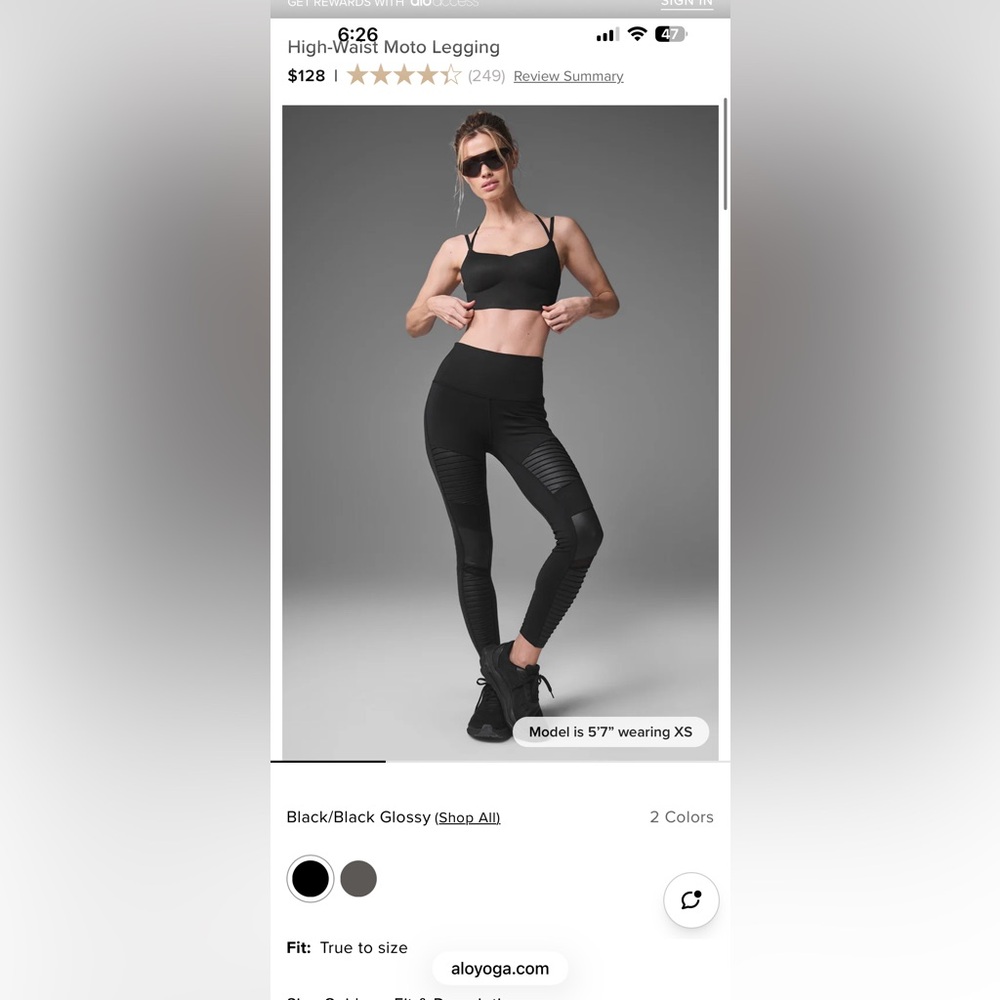 ALO Yoga High Waist Moto Black Leggings